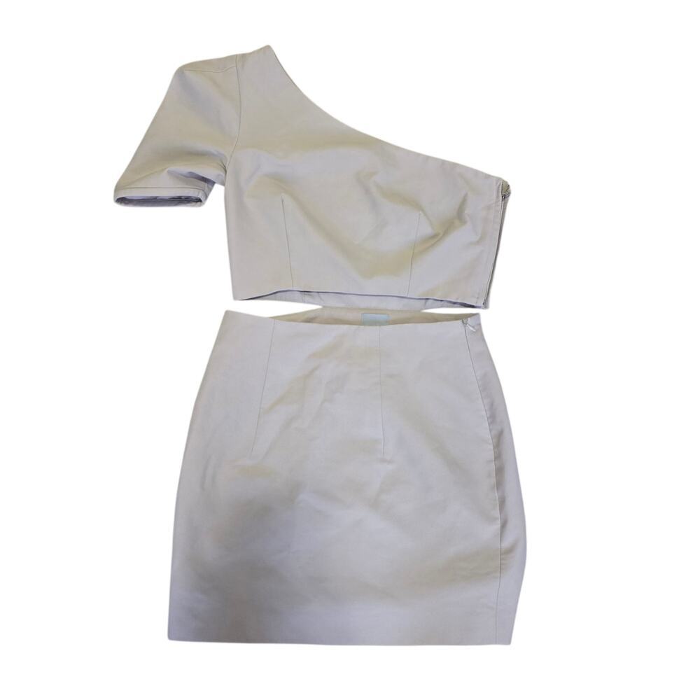 Vera Wang One Shoulder Mini Cutout Dress Size Medium Grey